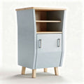 Grey and natural wood nightstand with storage drawer and open shelf 40 x 35 x 70cm