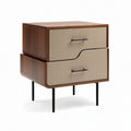 Modern wooden nightstand with two drawers and metal legs 50 x 40 x 60cm