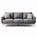 Modern three-seater sofa with geometric pattern in blue fabric 200 x 85 x 75cm