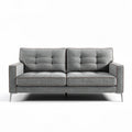 Modern gray fabric sofa with tufted cushions and metal legs 180 x 80 x 75cm