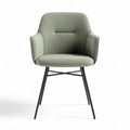 Upholstered dining chair in green fabric with metal legs 55 x 55 x 80cm