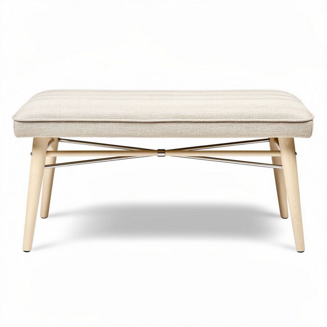 Wooden frame ottoman with fabric upholstery for living room use 90 x 50 x 40cm