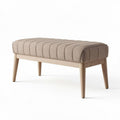 Upholstered bench in beige fabric with wooden legs 100 x 40 x 40cm