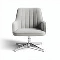 Swivel lounge chair in light gray fabric with chrome base 70 x 70 x 85cm