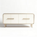 Storage cabinet 120 x 40 x 70cm with white finish and gold accents